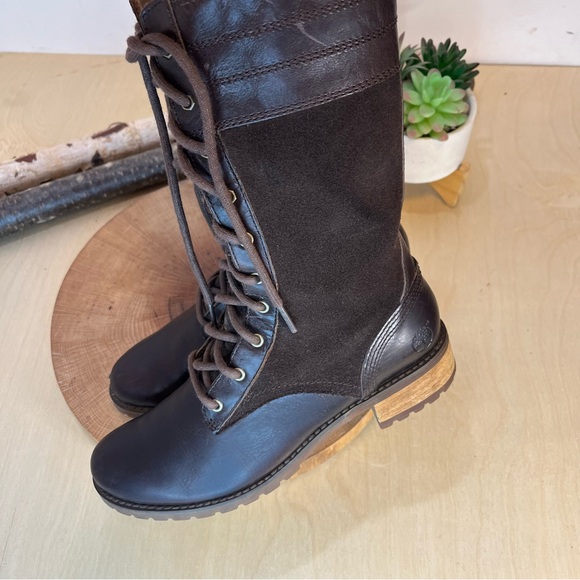 ๐HP๐*Timberland Bethel Heights Dark Brown Leather Mid Calf Zip Lace-Up Boots 6 - Picture 9 of 16